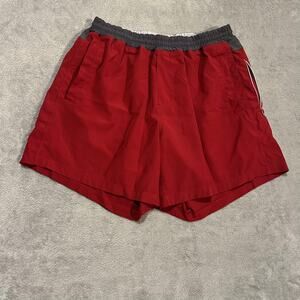 FREEBALLERS Shorts Mens 2XL Red Athletic Running Lined Zip Pocket Meriplex